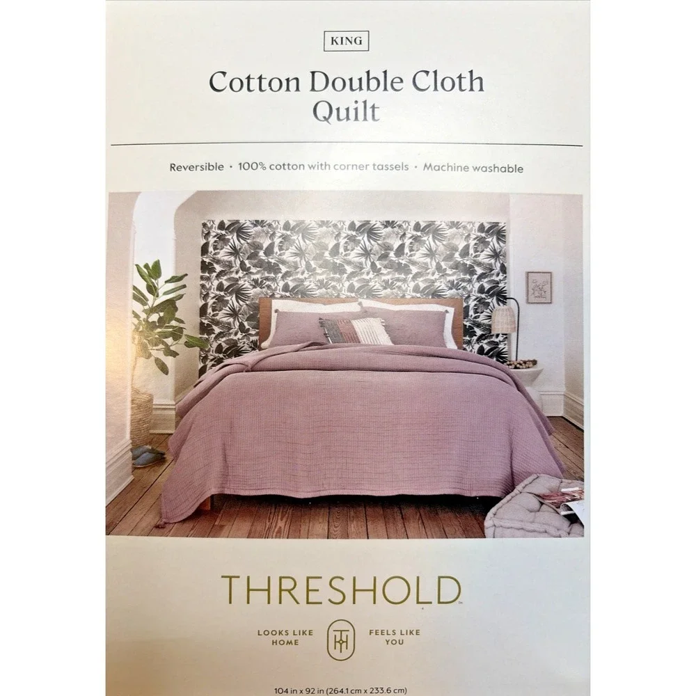 Threshold Double Cloth Quilt in Mauve - Jacquard Weave Midweight - King